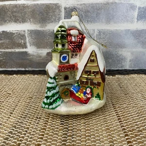 Kathe Wohlfahrt Rothenburg Germany Markusturm Hotel Glitter Glass Ornament 7"   - Picture 1 of 15