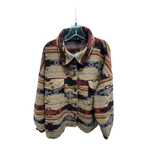 Blu Pepper Women Red Black Tapestry Jacket 2XL Southwestern Aztec Boho Cowgirl - Picture 1 of 3