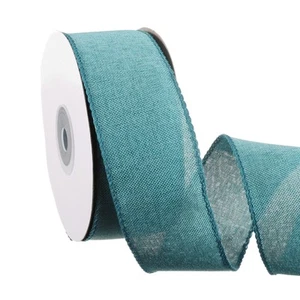 Wired Edge Ribbon 1-1/2 Inch Width x 10 Yard Burlap Wired Ribbon Blue - Picture 1 of 7