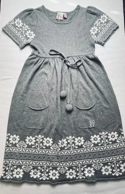 EUC Girls ROXY Dress Large 12/14 Gray Short Sleeve Thin Sweater Material - Image 1 of 4