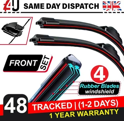 JUEGO LIMPIAPARABRISAS COCHE CUATRO ESCOBILLAS PARA AUDI A4 ALLOARD 2017- (24" Y 20") DELANTERO Foto 1 de 4