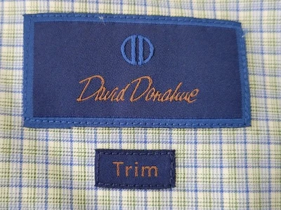 Camisa de vestir David Donahue Trim Fit verde azul blanco a cuadros 17-34/35 Foto 1 de 4