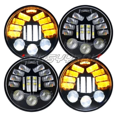 4X 5-3/4" 5.75" LED Headlights Hi-Lo Beam DRL For Cadillac DeVille 1962-1974 - Image 1 of 4