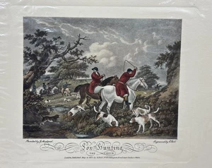 Vintage englische Fuchsjagd Gravur "The Check" handkolorierte Reproduktion - Bild 1 von 9