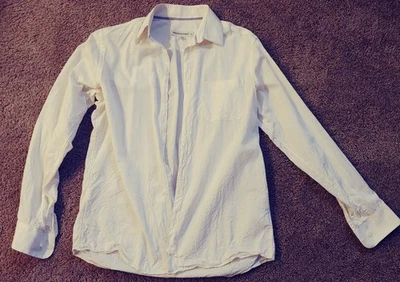 Men's Pronto Uomo Dress Shirt Button Down Ivory Slim Fit Size 16 Medium - Image 1 of 4