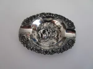 Vintage Small Silver Plate Repousse Ashtray Denmark 3" wide - Picture 1 of 4