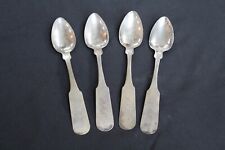 Four Antique Coin Silver Teaspoons signed Roswell H. Bailey 19th Century