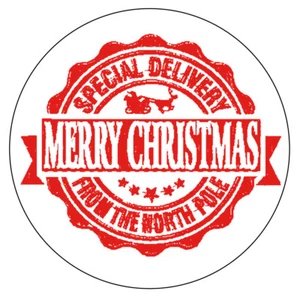 70 x NORTH POLE SPECIAL DELIVERY Christmas Stickers Seal Stamp Effect Label 1035 - Picture 1 of 3