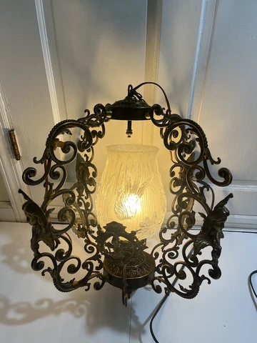 Antique French Italian Gilt on Bronze Chandelier figural ladies, Angels, Cherubs Cover