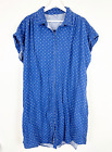 Old Navy Women's XXL Buton Up Shirt Shift Dress Blue White Polka Dots Linen