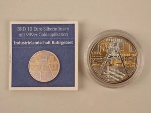 Deutschland 10 Euro 2003 Ag. Industrielandschaft Ruhrgeb PP mit Gold 0,999. A16 - Bild 1 von 2