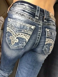 Pantalones de mezclilla Rock Revival para mujer Irela FÁCIL AJUSTE recto tiro medio cintura 26 NUEVOS 169 - Imagen 1 de 9