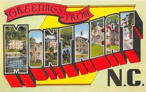 H875 MONTREAT, N.C. LARGE LETTER LINEN POSTCARD, - Picture 1 of 2