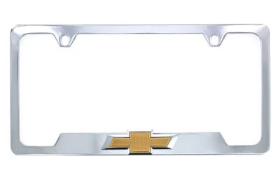 3D Chevy Gold Bowtie Chrome Metal License Plate Frame Holder - Image 1 of 4