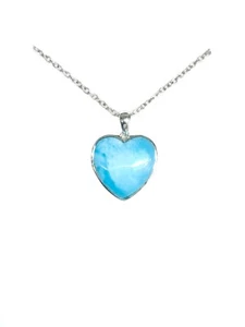 P32020 Natural Ocean Blue Larimar 20mm heart Shape Sterling Silver Pendant - Picture 1 of 1