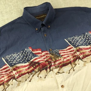 Bit & Bridle Shirt Mens L Equestrian Horses American Flag Patriotic 4th July - Picture 1 of 9