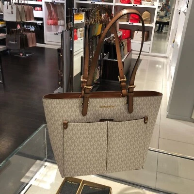 BOLSO DE HOMBRO MICHAEL KORS JET SET VIAJE MEDIANO DOBLE BOLSILLO MK VAINILLA Foto 1 de 4