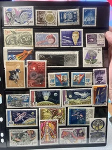 50 Vtg. Eastern Europe KOCMOC/Cosmos 1962-1972 HR Stamps on a Plastic Sheet-DEAL - Picture 1 of 18