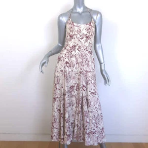 La Ligne Luca Midi Dress Ivory/Wine Printed Silk Crepe de Chine Size 2 - Picture 1 of 11