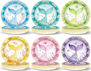 60Pcs Mermaid Party Supplies Mermaid Tail Birthday Party Plates 7” under the Sea - Picture 1 of 5