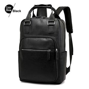 Mens Backpack Leather Laptop Bag Business Working School Bag