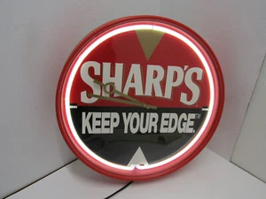 OLD SHARP'S KEEP YOUR EDGE BEER LIGHT SIGN MANCAVE BAR WARE WORKS - Picture 1 of 3