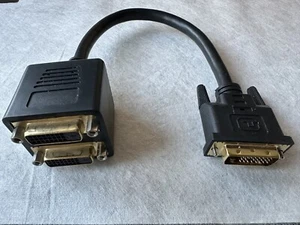 DVI-D Male to Dual 2 DVI-I Female Video Y Splitter Cable Adapter - Picture 1 of 1