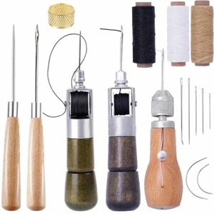 Leather Sewing Kit With Speedy Hand Stitcher Sewing Awl Waxed Thread Repair Tool - Picture 1 of 22