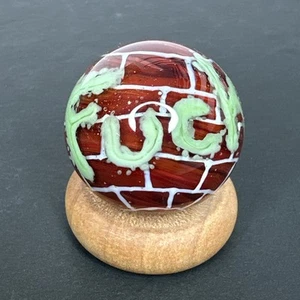 Contemporary Handmade Art Glass Marble 1.33" Graffiti Wall F*** Curse Word MIB - Picture 1 of 9