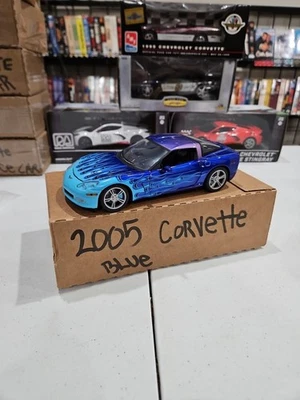 Corvette C6 2005 Greenlight Blue Flames 1:24 🇺🇸 ENVIADO - RARO Foto 1 de 4