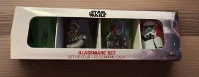 Juego de 4 vasos de cristalería Disney Star Wars de 1,5 oz nuevos en caja coleccionables Foto 1 de 4