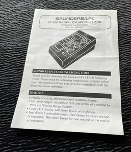 Saunders/LPL ET-500 Digital Enlarging Timer Operating Instructions ONLY - Picture 1 of 3