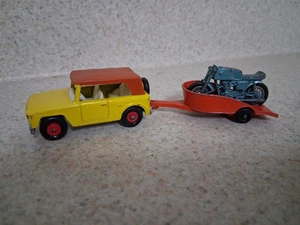 Vintage Lesney Matchbox No 18 Field Car, No 38 Trailer And Motorcycle England - Picture 1 of 20
