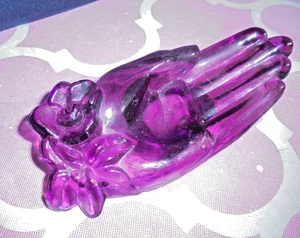 Glass Victorian Hand Shaped Trinket Dish Amethist Purple - Picture 1 of 4