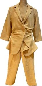 JACQUEMUS YELLOW CREAM FABRIC DETAIL 2PC. PANTS SUITS, UNIQUE BLAZER AND PANTS,M - Picture 1 of 24
