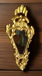 Vintage Hand Carved Gilt Florentine Wall Mirror, 20" Tall - Picture 1 of 9