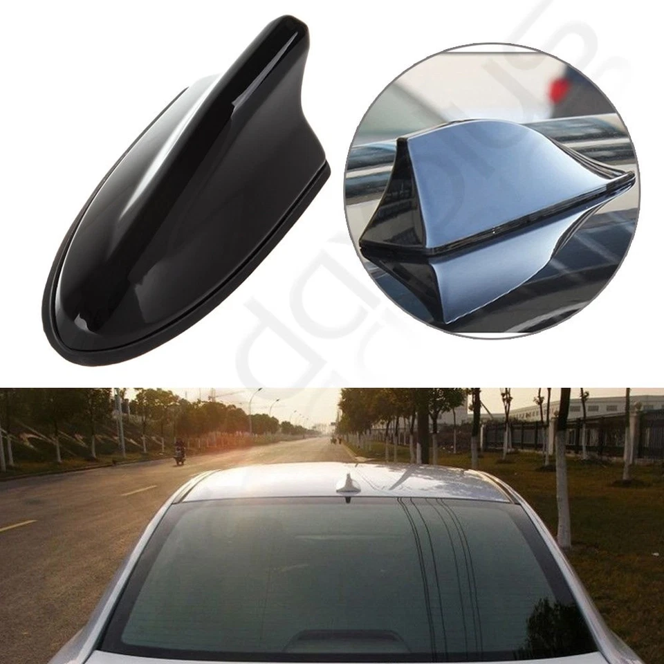 Antena de techo universal de aleta de tiburón negra aérea radio FM/AM decoración para BMW Foto 1 de 4