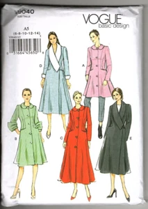 Vogue Basic Design V9040 Misses 6 to 14 Fitted and Flared Coat Sewing Pattern - Picture 1 of 2