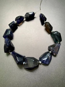 Iolite gemstone smooth nugget beads size 23-14 mm 8 inches 1 strand - Picture 1 of 4