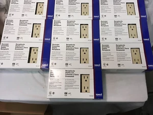 Caja de (100) receptáculos dúplex de puesta a tierra decorativa Eagle 1107V 15 amperios 125 V marfil - Imagen 1 de 7