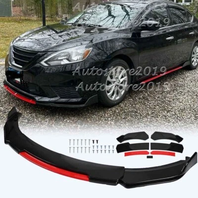 For Nissan Sentra 2008-2024 Front Bumper Lip Splitter Spoiler Kit Glossy Black Foto 1 de 4