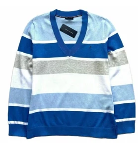 Tommy Hilfiger Women's Striped V-neck Sweater - Picture 1 of 3