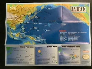P.T.O. Póster/mapa de inserto de Pacific Theater of Operations SNES Super Nintendo - Imagen 1 de 2