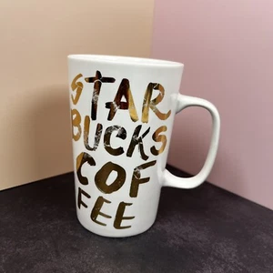 Taza de té de café Starbucks oro blanco graffiti letras 2015 16 oz - Imagen 1 de 3