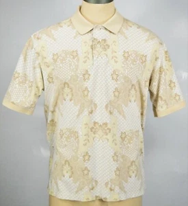 Daniel Cremieux Collection Men's Size L Print Polo Shirt Beige Tan White - Picture 1 of 10
