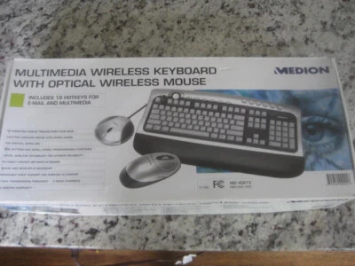 Medion Multimedia Wireless Computer Keyboard & 5 Button Scroll Optical Mouse NEW - Image 1 of 4