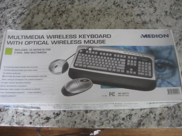 Medion Multimedia Wireless Computer Keyboard & 5 Button Scroll Optical Mouse NEW - Image 1 of 4