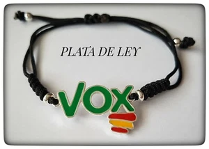 PULSERA VOX PLATA DE LEY 925 ML PLATA DE LEY VOX ESPAÑA BANDERA COLOR NEGRO - Picture 1 of 6