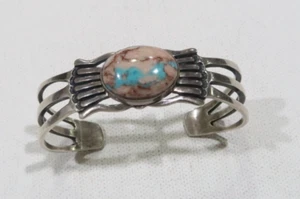 Artista Navajo Rick Martínez Cinta Turquesa Esterlina Modernista Brazalete Talla 5.5 - Imagen 1 de 9