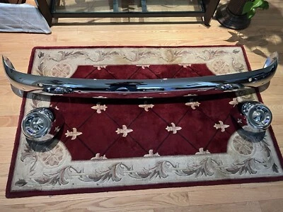 GMC 1957 1/2 tonelada parachoques delantero y balas *triple enchapado* original suburbano Foto 1 de 4